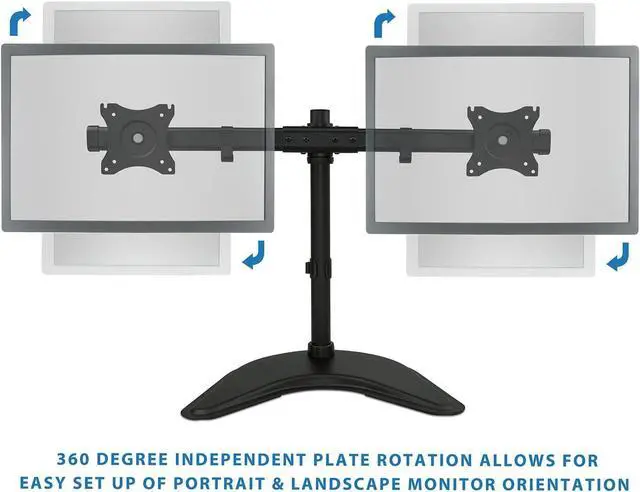 Alt view image 7 of 7 - Mount-It! Free Standing Dual Monitor Stand | Double Monitor Desk Mount | Fits Two x 19 20 21 22 23 24 27 Inch Computer Screens | 2 Heavy Duty Height Adjustable Arms | VESA Compatible 75 100