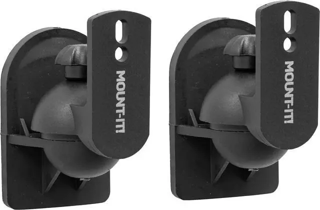 Main image of Mount-It! Speaker Wall Mount Full Motion Brackets for Surround Sound Satellite Ceiling and Bookshelf Speakers, 2 Mounts, Black