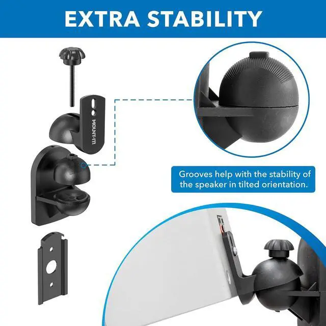 Alt view image 7 of 7 - Mount-It! Speaker Wall Mount Full Motion Brackets for Surround Sound Satellite Ceiling and Bookshelf Speakers, 2 Mounts, Black