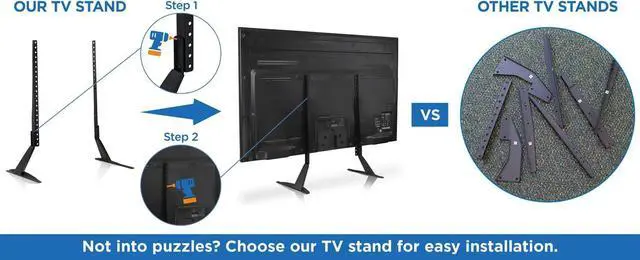 Alt view image 5 of 7 - Mount-It! Universal TV Stand, TV Stand Mount, TV Legs for 32-60 inch LCD/LED/OLED Plasma TVs, Height Adjustable, 110 Lb Capacity, VESA up to 800x400 mm