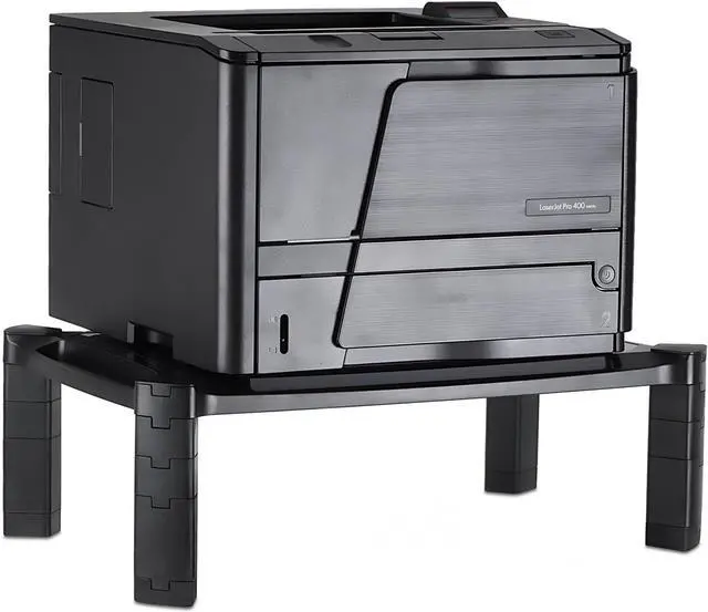 Alt view image 2 of 7 - Mount-It! Desktop Computer Monitor Riser - Height Adjustable Tabletop Stand Shelf for PC and Laptop Displays and Printers, 19 x 13 Inch, 6.6 High, Black, MI-7851