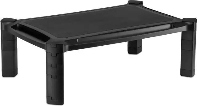 Alt view image 3 of 7 - Mount-It! Desktop Computer Monitor Riser - Height Adjustable Tabletop Stand Shelf for PC and Laptop Displays and Printers, 19 x 13 Inch, 6.6 High, Black, MI-7851