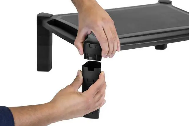 Alt view image 6 of 7 - Mount-It! Desktop Computer Monitor Riser - Height Adjustable Tabletop Stand Shelf for PC and Laptop Displays and Printers, 19 x 13 Inch, 6.6 High, Black, MI-7851