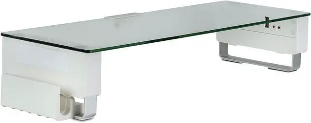 Main image of Mount-It! Glass Monitor Stand with 3 USB Ports | Desktop Riser Fits 24, 27, 30, 32 Inch Screens, 66 Lbs Capacity