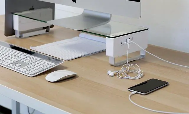 Alt view image 7 of 7 - Mount-It! Glass Monitor Stand with 3 USB Ports | Desktop Riser Fits 24, 27, 30, 32 Inch Screens, 66 Lbs Capacity