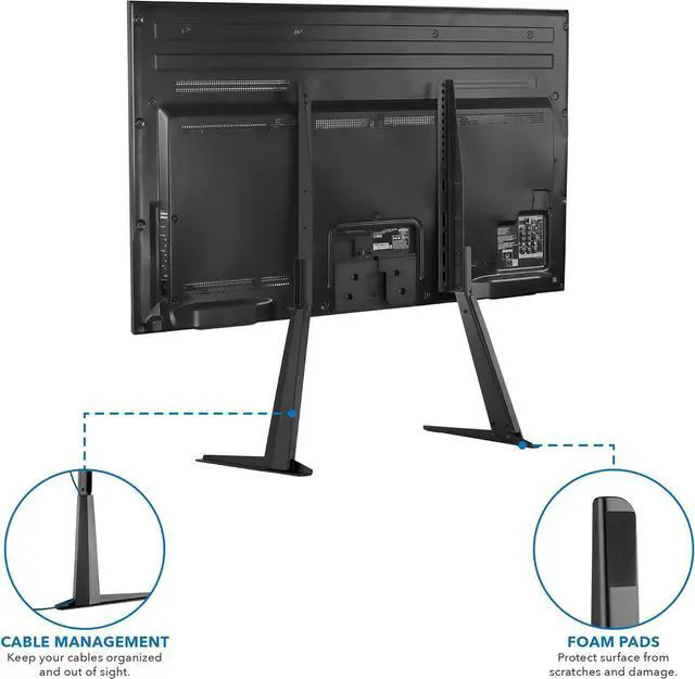 Alt view image 7 of 7 - Mount-It! Tabletop TV Stand Base with Tilt Function, Universal TV Base Replacement with Height Adjustment, TV Legs Fits Most 32 to 70 inch Flat Screen TVs, VESA up to 800 by 400mm, 110 Lbs Capacity