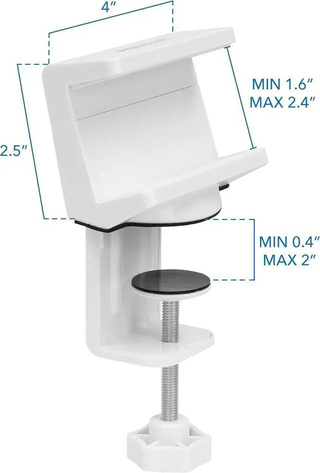 Alt view image 3 of 7 - Mount-It! Power Strip Holder Clamp Desk Mount with Included Surge Protector | White Desktop Power Outlet with 3 USB Ports and 3 AC Power Outlets | Adjustable Power Strip Clamp Mount