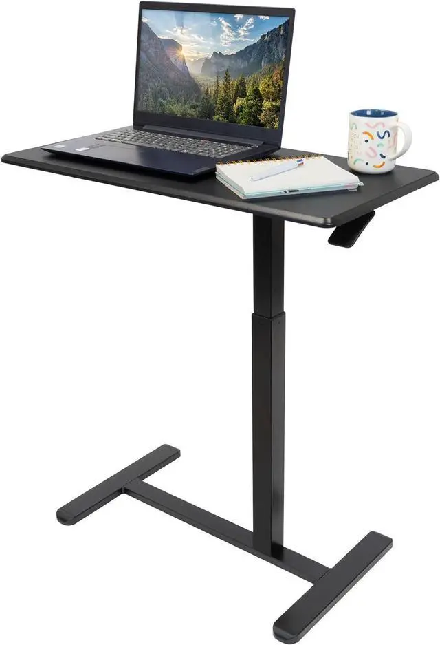 Main image of Mount-It! Overbed Table with Wheels, Adjustable Height Bedside Table for Hospital & Home, Over The Bed Laptop Desk, Rolling Hospital Bed Table for Eating, Working, or Recovery (Black)