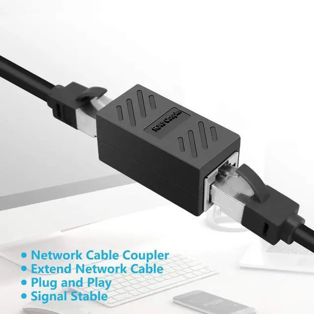 Alt view image 2 of 7 - RJ45 Ethernet Coupler, RJ45 Coupler for Cat7/ Cat6e/Cat6/Cat5e/Cat5 Ethernet Cable Extender Adapter Female to Female rj45 Extender for PC Switch Router Gaming Console (2 Pack Black)
