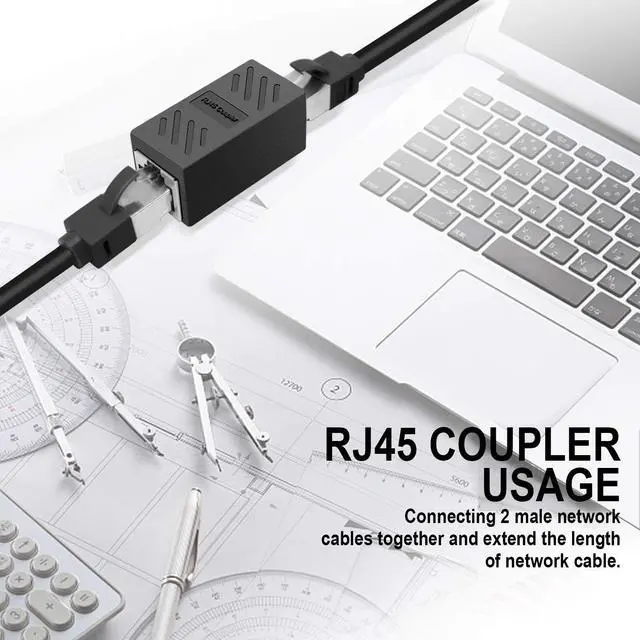 Alt view image 6 of 7 - RJ45 Ethernet Coupler, RJ45 Coupler for Cat7/ Cat6e/Cat6/Cat5e/Cat5 Ethernet Cable Extender Adapter Female to Female rj45 Extender for PC Switch Router Gaming Console (2 Pack Black)