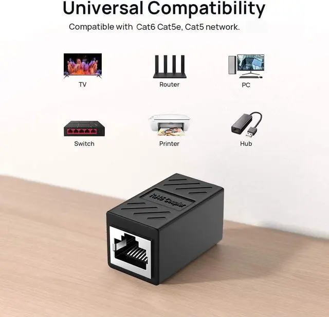 Alt view image 7 of 7 - RJ45 Ethernet Coupler, RJ45 Coupler for Cat7/ Cat6e/Cat6/Cat5e/Cat5 Ethernet Cable Extender Adapter Female to Female rj45 Extender for PC Switch Router Gaming Console (2 Pack Black)