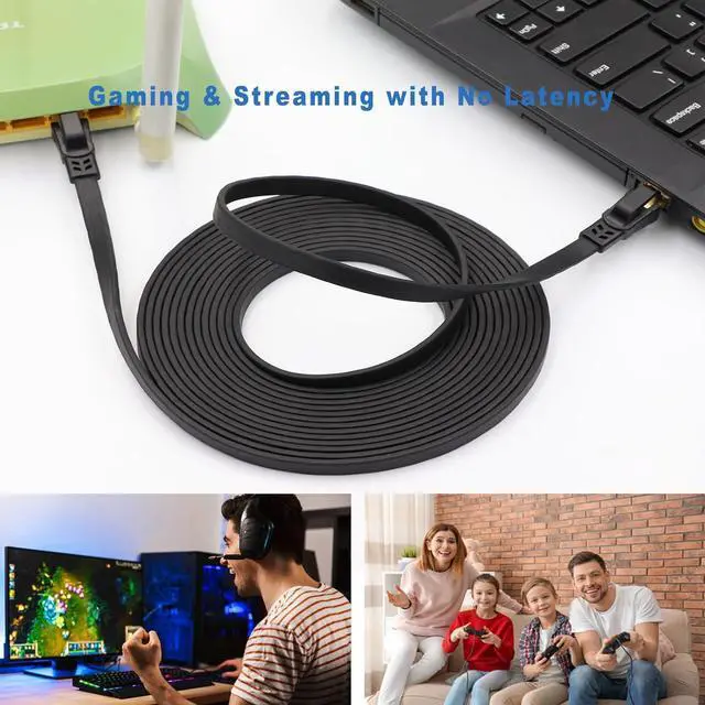 Alt view image 7 of 7 - CAT8 Ethernet Cable 25 ft, High Speed Heavy Duty Cat8 LAN Network Cable 40Gbps, 2000Mhz with Gold Plated RJ45 Connector for Modem, Router, Switch, Gaming, Xbox - Black