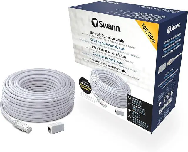 Alt view image 6 of 6 - Swann Security Cat5 Ethernet Cable, NVR Extension Cord for PoE Camera, 100 Ft/30M, SWNHD-30MCAT5E