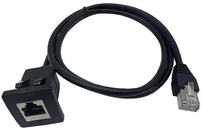 Main image of Qaoquda Cat5e RJ45 Square Flush Mount Cable, RJ45 Male to Female Shielded Ethernet Network Panel Mount Extension Cable for Car, Boat and Home Wall 1M/3Ft