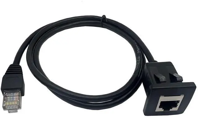 Alt view image 2 of 6 - Qaoquda Cat5e RJ45 Square Flush Mount Cable, RJ45 Male to Female Shielded Ethernet Network Panel Mount Extension Cable for Car, Boat and Home Wall 1M/3Ft