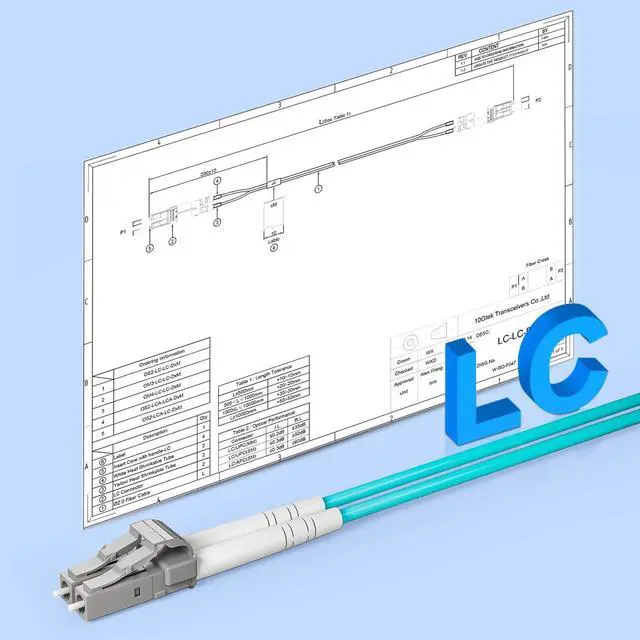 Alt view image 6 of 6 - 10Gtek Fiber Patch Cable - LC to LC OM3 10Gb/Gigabit Multi-Mode Jumper Duplex 50/125m LSZH Fiber Optic Cord for SFP Transceiver, Aqua, 10-Meter(32.8ft), 4-Pack