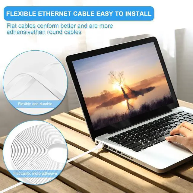 Alt view image 6 of 7 - Cat 7 Ethernet Cable 75 ft White,High Speed Shielded Solid Flat Cable with RJ45 Connectors Computer Internet 75 Feet Long LAN Network Ethernet Cable Cord for Router, Modem - Faster Than Cat5E/Cat6E