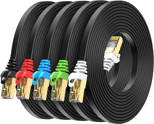 Main image of BUSOHE Cat8 Ethernet Cable 15FT 5 Pack Multi Color, 40Gbps 2000MHz Cat-8 Flat Computer Internet LAN Network Patch Cable Cord, High Speed Cat8 Cable with Gold Plated RJ45 Connector - 15 Feet