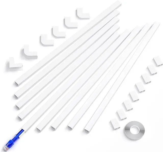 Main image of Delamu Cord Cover, 142in Wire Covers for Cords on Wall, Small Cord Cable Hider for 1 Wire, Ease Installation Cords Hider for Wall Mount TV, Paintable Cable Cover Raceway, 9xL15.7 W0.59 H0.4in, White