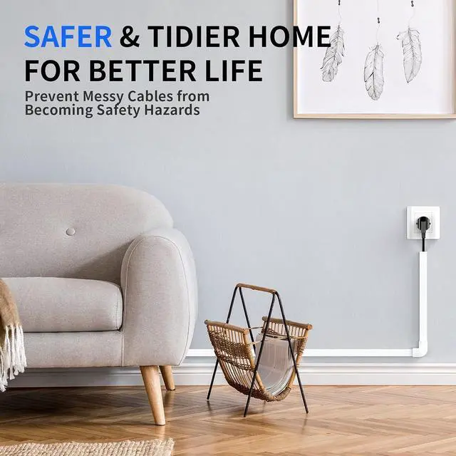 Alt view image 2 of 7 - Delamu Cord Cover, 142in Wire Covers for Cords on Wall, Small Cord Cable Hider for 1 Wire, Ease Installation Cords Hider for Wall Mount TV, Paintable Cable Cover Raceway, 9xL15.7 W0.59 H0.4in, White