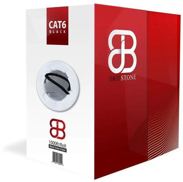 Main image of Dripstone CAT6 Ethernet Cable 1000ft Bulk Network LAN Wire 23AWG Solid CCA UTP 550MHz High-Speed Internet Cable Gaming, Streaming, Office, Home Use, Pull Box, Cat6 Bulk, Stable Connectivity - Black