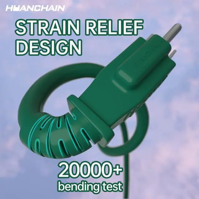 Alt view image 5 of 7 - HUANCHAIN Indoor Outdoor Green Extension Cord 50 ft Waterproof, 16/3 Gauge Flexible Cold-Resistant Appliance Extension Cord Outside, 13A 1625W 16AWG SJTW, 3 Prong Heavy Duty Electric Cable, ETL