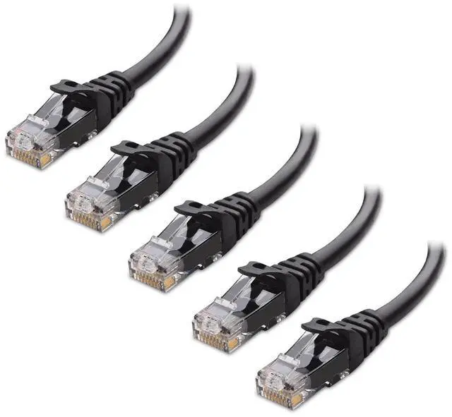 Main image of Cable Matters 10Gbps 5-Pack Snagless Short Cat 6 Ethernet Cable - 3ft, Cat 6 Cable, Cat6 Cord, Ethernet Cord, Black