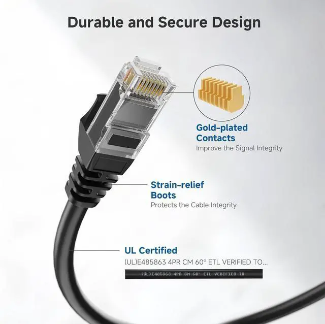 Alt view image 4 of 7 - Cable Matters 10Gbps 5-Pack Snagless Short Cat 6 Ethernet Cable - 3ft, Cat 6 Cable, Cat6 Cord, Ethernet Cord, Black