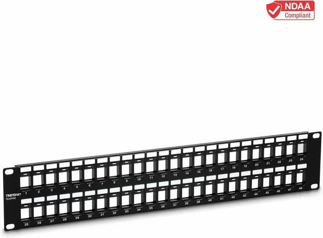 Alt view image 3 of 7 - TRENDnet 48-Port Blank Keystone 2U HD Patch Panel, TC-KP48, 2U 19 Metal Rackmount Housing, HD Keystone Network Patch Panel, Recommended w/TC-K25C6 & TC-K50C6 Cat6 Keystone Jacks (Sold Separately)
