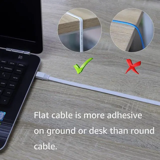 Alt view image 5 of 7 - Cat 8 Ethernet Cable 50 Ft Cat8 Internet Cable Flat Gigabit High Speed Shielded RJ45 LAN Cable for PS4, Xbox, Router, Modem, Gaming, White