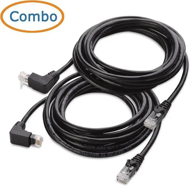 Alt view image 2 of 7 - Cable Matters 10Gbps Combo-Pack 90 Degree Cat 6 Ethernet Cable - 10ft, Cat6 Right Angle Ethernet Cable (Right Angle Up and Down Connectors)