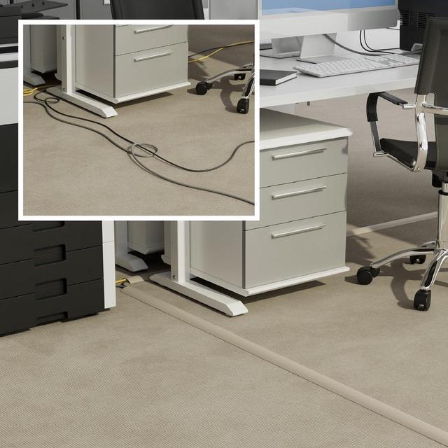 Alt view image 4 of 7 - D-Line 6ft Floor Cord Cover, Cable Protector, Hide Extension Cords, Protect Cords, Prevent Cable Trips, Heavy Duty Cord Hider - Cable Cavity = 0.63" (W) x 0.31" (H) - Beige