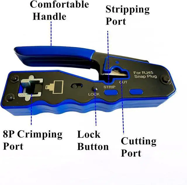 Alt view image 2 of 7 - Rj45 Crimp Tool Kit Pass Through and Standard Cat6 Cat6A Cat5 Cat5e rj45 Crimping Tool with 50pcs rj45 Cat6 Pass Through Connectors, 20pcs Covers, 1 Network Cable Tester, 2 Wire Strippers, 1 Cutter