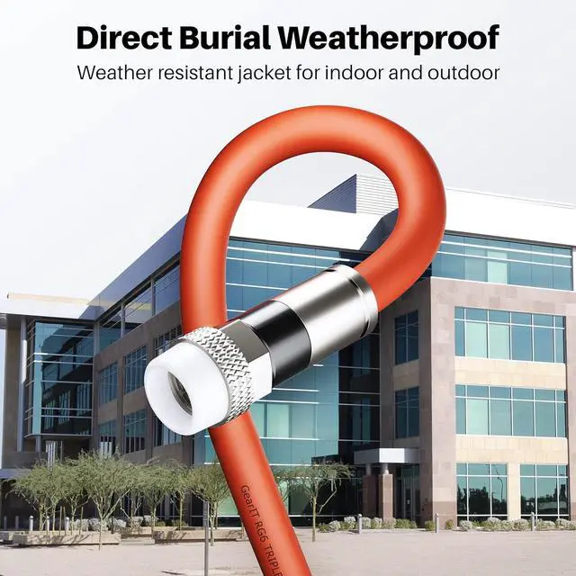 Alt view image 5 of 7 - GEARit Coaxial Cable for Direct Burial (100ft) RG6 70 Ohm RF Rubber Boot Waterproof Underground in-Wall with Rubber Boot, High-Speed Internet, Broadband, Digital TV Aerial, Satellite Cable 100 Feet