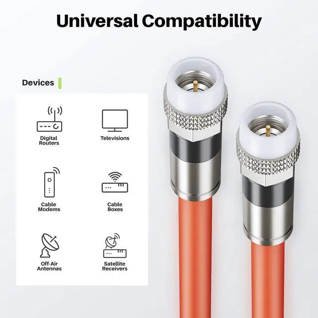 Alt view image 6 of 7 - GEARit Coaxial Cable for Direct Burial (100ft) RG6 70 Ohm RF Rubber Boot Waterproof Underground in-Wall with Rubber Boot, High-Speed Internet, Broadband, Digital TV Aerial, Satellite Cable 100 Feet