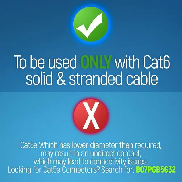 Alt view image 7 of 7 - Everest Media Solutions RJ45 Cat6 Pass Through Connectors and Strain Relief Boots - Pack of 100/100 - EZ to Crimp Modular Plug for Solid or Stranded UTP Network Cable - Male Ethernet Connector End