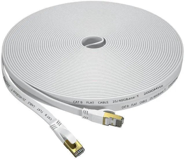 Main image of Cat 8 Ethernet Cable 150 FT, Outdoor&Indoor High Speed Heavy Duty Network LAN Internet Cable,SFTP Gold Plated RJ45 40Gbps 2000Mhz Patch Cord, for Modem/Router/Gaming,Faster Than Cat7/Cat6/Cat5-White