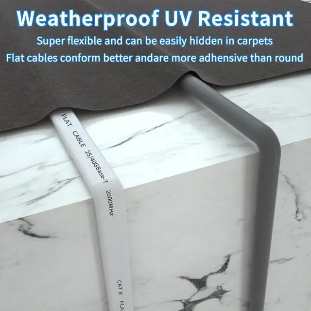 Alt view image 6 of 7 - Cat 8 Ethernet Cable 150 FT, Outdoor&Indoor High Speed Heavy Duty Network LAN Internet Cable,SFTP Gold Plated RJ45 40Gbps 2000Mhz Patch Cord, for Modem/Router/Gaming,Faster Than Cat7/Cat6/Cat5-White