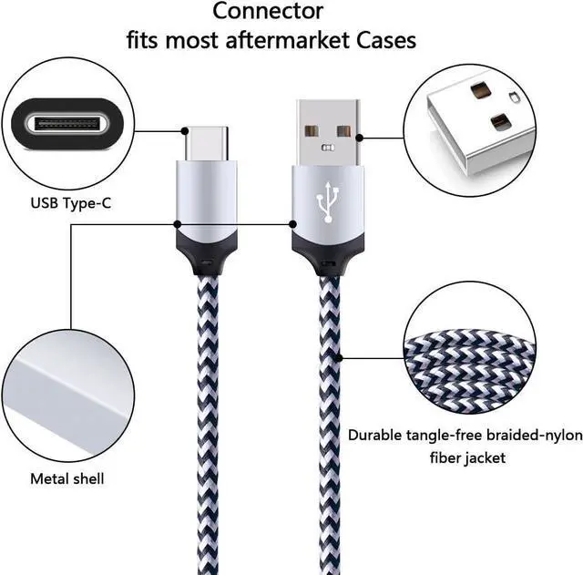 Alt view image 5 of 7 - 5Pack 6ft Fast USB Type C Cable Phone Charger Cord for Samsung Galaxy S25 S25+ Plus Ultra S24 S23 S22 S21 S20 FE Ultra S10 S10+ S9 S8 Plus Note 20 Ultra 10 9 8 A51 A71 A53 A14 5G