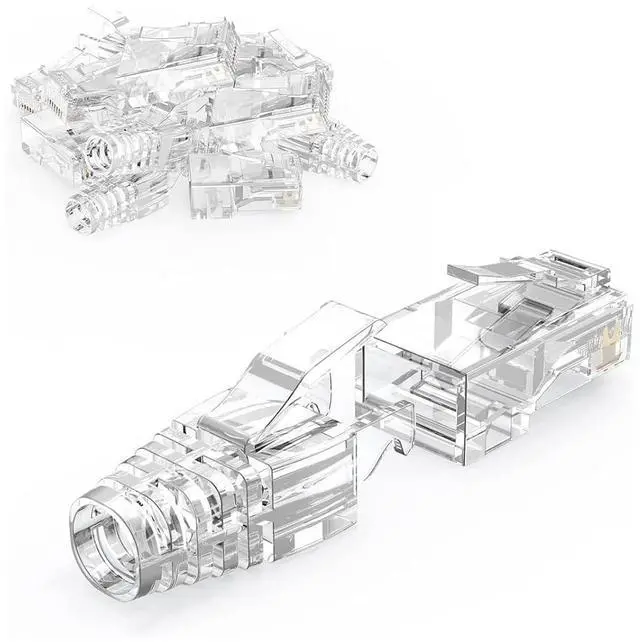 Main image of CableCreation RJ45 Connectors, 100-Pack Cat6 Connector, Cat6/Cat5 8P8C Modular Plug Ends with Relief Boots for Solid Wire and Standard Cable, Transparent