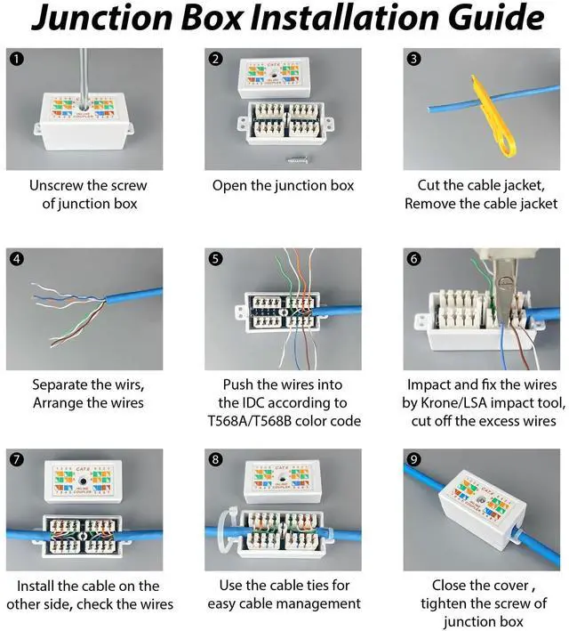 Alt view image 2 of 6 - Cat 6 Junction Box 5 Pack Cat5e Splice Connector Unshielded, Punch Down Type