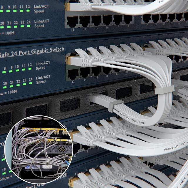 Alt view image 6 of 7 - Ethernet Cable 100 ft, High Speed Cat 6e/Cat 6 Long Ethernet Cable with Snagless Rj45 Connector, High Speed Patch Cord Than Cat5e/Cat5, Flat White Shielded LAN Cable for Modem