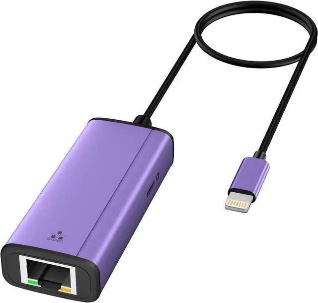 Main image of Lightning to 1000Mbps Ethernet Adapter, IVSHOWCO 2 in 1 iPhone iPad to RJ45 Ethernet LAN Network Adapter with Charging Port, 1 Gigabit High Speed,Plug and Play(1.77Ft)