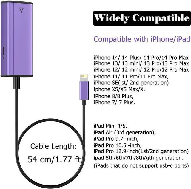 Alt view image 3 of 6 - Lightning to 1000Mbps Ethernet Adapter, IVSHOWCO 2 in 1 iPhone iPad to RJ45 Ethernet LAN Network Adapter with Charging Port, 1 Gigabit High Speed,Plug and Play(1.77Ft)