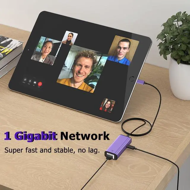 Alt view image 6 of 6 - Lightning to 1000Mbps Ethernet Adapter, IVSHOWCO 2 in 1 iPhone iPad to RJ45 Ethernet LAN Network Adapter with Charging Port, 1 Gigabit High Speed,Plug and Play(1.77Ft)