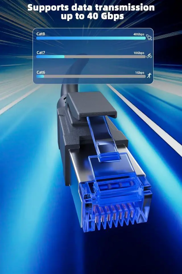 Alt view image 2 of 6 - Ercielook CAT8 Ethernet Cable High Speed, 50ft Heavy Duty 40Gbps 2000Mhz Internet Cord with RJ45 Connectors for Modem Gaming PC PS5 Xbox Router