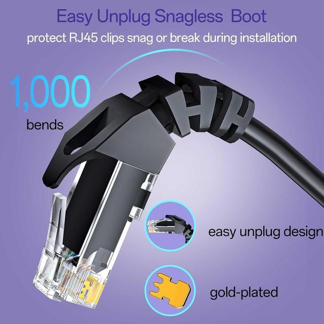Alt view image 4 of 7 - Cat 6 Ethernet Cable 3FT 10Pack, Cat6 Ethernet Patch Cable 10Gbps, High-Speed UTP Cat6 Network Cable Pure Copper, Cat 6 Cable for Home and Office Network, Black
