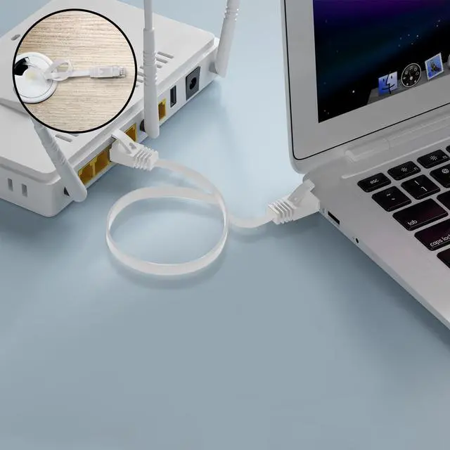 Alt view image 7 of 7 - Elecan Cat 6 Flat Ethernet Cable 3 Ft/5 Pack, High Speed Slim Short Patch Cables Internet Cables, 30 AWG Pure Copper 10Gbps 500MHz,Thin Flexible for POE Cat6 Cat 5e Cat 5 Network Cable Cord-White