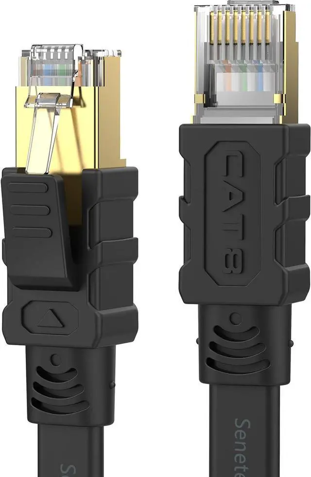 Main image of Senetem Cat 8 Ethernet Cable 25FT, High Speed 40Gbps 2000Mhz Flat Internet Network Patch Cord, RJ45 Shielded Outdoor&Indoor LAN Cable, Compatible for Gaming, PC, PS5/4/3, Xbox, Modem, Router