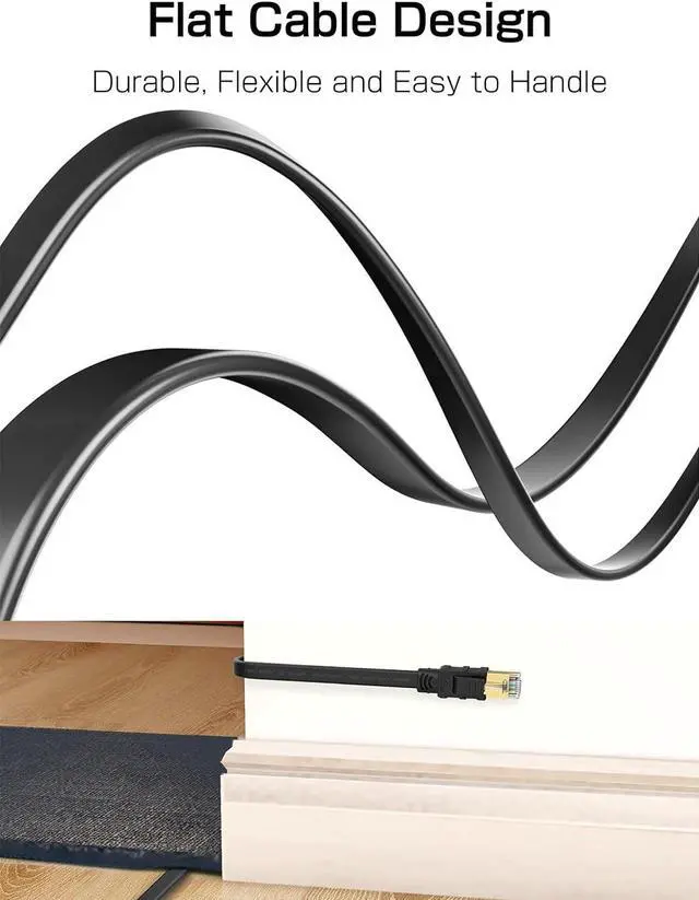 Alt view image 5 of 7 - Senetem Cat 8 Ethernet Cable 25FT, High Speed 40Gbps 2000Mhz Flat Internet Network Patch Cord, RJ45 Shielded Outdoor&Indoor LAN Cable, Compatible for Gaming, PC, PS5/4/3, Xbox, Modem, Router